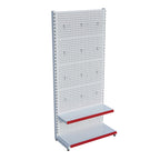 Beyaz Market Petshop Kırtasiye Rafı Hırdavat Rafı D30CMxG70CMxH220CM Beyaz Delikli Pano + Kancalı Raf