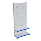 Beyaz Market Petshop Kırtasiye Rafı Hırdavat Rafı D30CMxG80CMxH220CM Beyaz Delikli Pano + Kancalı Raf