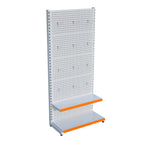 Beyaz Market Petshop Kırtasiye Rafı Hırdavat Rafı D30CMxG80CMxH220CM Beyaz Delikli Pano + Kancalı Raf