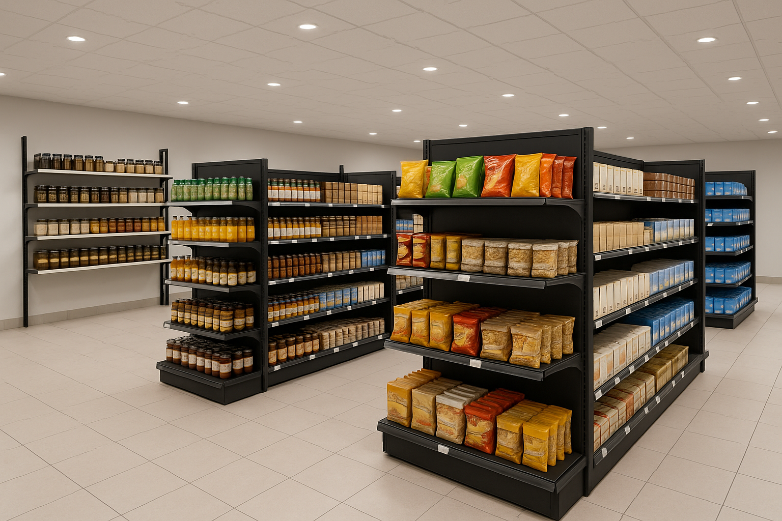 market raf sistemlerinin yer aldığı bir görsel